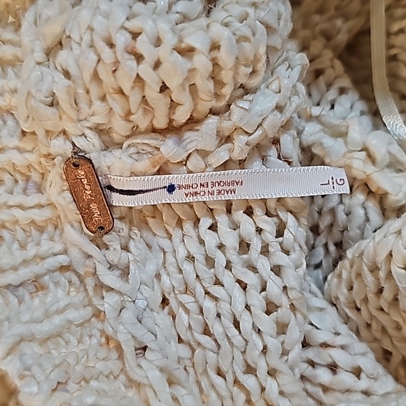 Free People FP Molly Playsuit Halter Romper Shorts Crochet Knit Cream L Backless - Picture 10 of 16